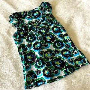 Banana Republic Women’s Blue Green Floral Sleeveless Blouse XS